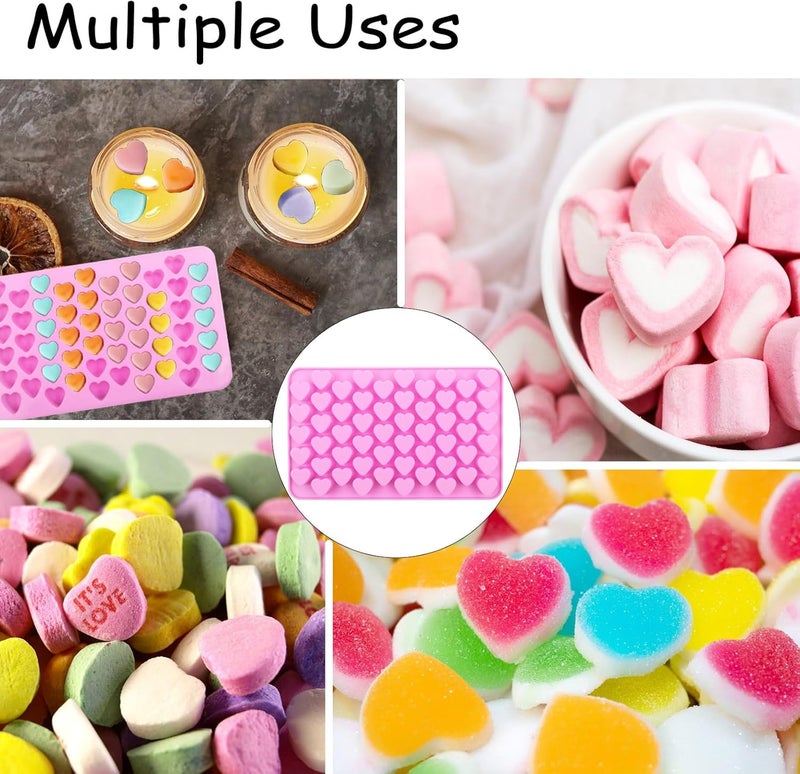 BZIDII Wax Melts Molds Silicone, 3 Pack Mini Heart Molds with Dropper, Silicone Mold for Heart Candy Gummies Chocolate Ice Cube Jelly Cake Soap Candle DIY Valentine Gift - Image 5